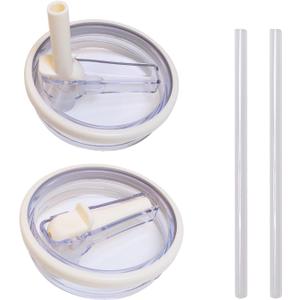 2PCS Replacement 20oz And 30oz Flip Tumbler Lid With Straw - Fit For Stanley 20oz And 30oz IceFlow Flip, Adventure Quencher 2.0 Tumbler (20 to 30 oz STRAW LID Milky white)