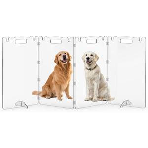 Clear Acrylic Dog Pet Gate - Transparent Foldable Freestanding 32in Tall