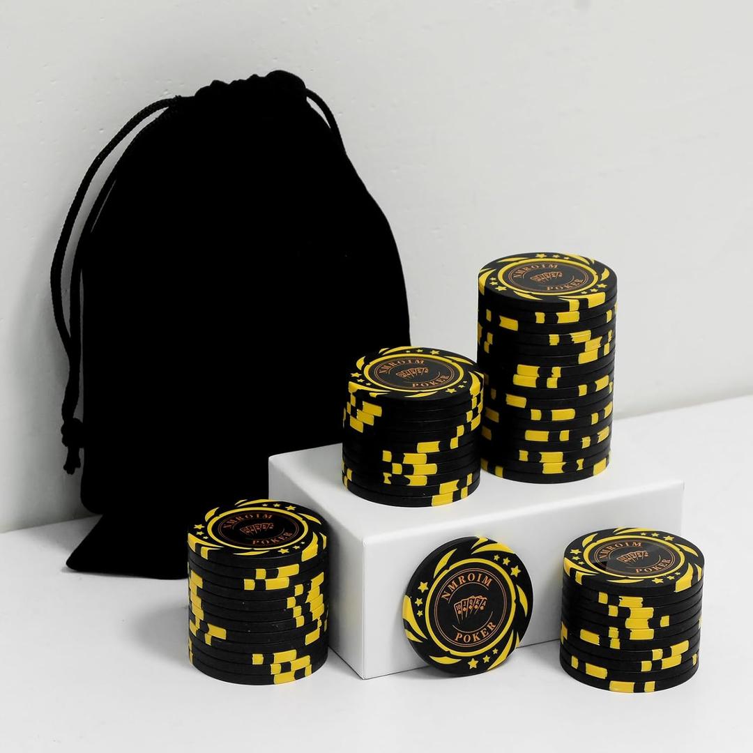 13.5 Grams Clay Poker Chips Blank Chips Casino Poker Chips 40mm Large Chips Pack of 50 Pieces