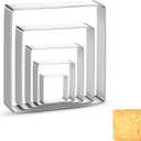 Square Cookie Cutter Sandwich Cutters for Lunchbox Fruit Cutters Vegetable Cutters for Baking DIY Xmas Birthday Party Decor, Pack of 5
