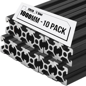 10PCS 39.4inch 2020 Aluminum Extrusion,T Slot Extruded Aluminum Rail, European Standard Anodized Black Linear Rail, for 3D Printer Laser Engraving Machine CNC Workbench DIY (1000MM, 10)