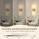 Morauroral Sand Nickel Battery Operated Wall Sconces Set of Two, Rechargeable Wall Sconce with Dimmable Remote Control, 20 Inch Wireless Sconce Wall Light for Bedroom, Living Room (Bulbs Included)