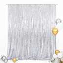 Eternal Beauty Silver Sequin Backdrop, 7x7 Ft Glitter Background Curtains for Shimmer Photography Party Wedding Birthday Back Drop Decor (Sliver)