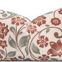 Crumbs Home Modern Farmhouse Fall Linen Indoor Outdoor Lumbar Pillow Cover Only, 12"x20" Water Repellent for Patio, Backyard, Couch, Brown and Oliver Green Floral