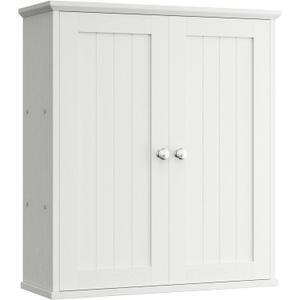 Shintenchi Bathroom Wall Medicine Cabinet with 2 Door, Bathroom Storage Organizer Over The Toilet,Space Saving Storage with 3-Tier Shelves,Solid White (1 pcs)