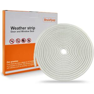 Bruiefpap 24.6FT Weather Stripping for Doors and Windows, Self-Adhesive Soundproofing Door Seal, Door Insulation for Sliding, Exterior, Frames and Front, 0.35'' Wide x 0.6'' Thick, White
