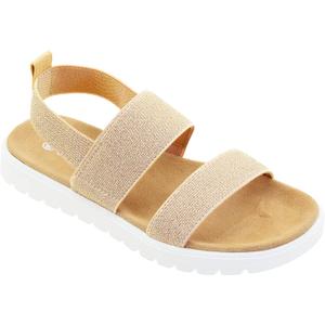 Vonair Girls Rainbow Sandals Open Toe Elastic Back Strap Comfortable Summer Sandals with Soft Rubber Sole, 5 Big Kid, Gold
