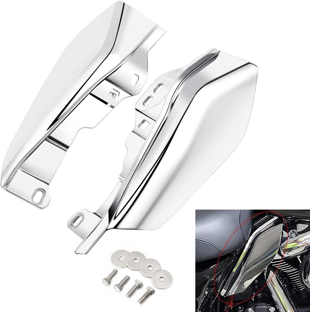 PBYMT Mid Frame Air Deflectors Heat Shield Compatible for Harley Touring Road King Street Electra Glide 2009-later Also Compatible with Models Equipped with Coolflow Fan(Chrome)