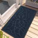 DEXI Front Door Mat Outside Entrance, Heavy Duty Non Slip Low Profile Doormat for Entryway, Trap Dirt and Moisture Welcome Mats, Easy Clean, Patio, Garage, 4x2, Blue