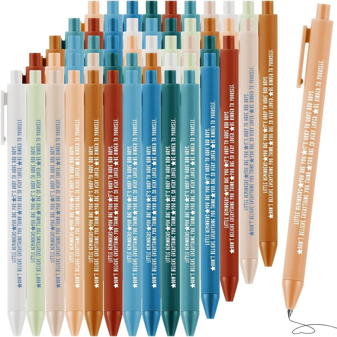 Sayglossy 50 Pcs Inspirational Pens Gifts Bulk Mental Health Motivational Quotes Ballpoint Pen Black Ink Thank You Appreciation Gift for Employee Coworker Office Staff Teacher Nurse Week (Multicolor)