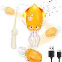 2 x BUSOHA Dancing Octopus Toy Electric Crawling Octopus Music Toys with Light Up and Smart Sensor,Gift for New Mom,Friend,Family,Yellow