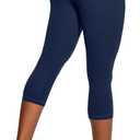 IUGA High Waisted Yoga Pants for Women with Pockets Capri Leggings for Women Workout Leggings for Women Yoga Capris (Blue, XXL)