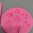 4 Pcs Bumble Bee Silicone Mold Honeycomb Sunflower and Bee Fondant Molds Kit Cupcake Hive DIY Chocolate Fondant Candy Cookies Crafting Party Wedding Cake Sugar Dessert Decorating Baking Mold (Pink)