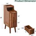 Narrow Nightstand Set of 2, Wood 2 Drawer Small Nightstand, Slim Side Table, Modern Skinny End Bedside Table, Natural Wood Night Stand with Drawers for Bedroom (Walnut-2 pcs), 15.75"D x 7.87"W x 25.59"H
