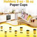 Cup and Lid Holder, Disposable Paper Cup Dispenser with Coffee Pod Straw Storage Basket, Countertop Coffee Cup Holder for Coffee Stations, Bars, Break Rooms, Living Rooms, Parties (White)