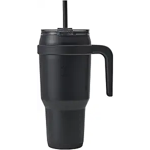 REDUCE 40 oz Stainless Steel Tumbler with Handle - Dual-Wall Vacuum Insulated Travel Mug, Sweat-Proof Lid & Reusable Straw - Keeps Drinks Cold for 24 Hrs, Fits Cupholders, Dishwasher Safe - Phantom