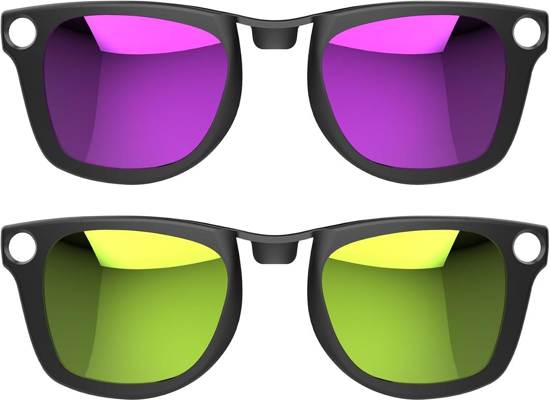 HIBLOKS 2Pcs Polarized Clip for Ray-Ban Meta Wayfarer & Gen 2 (RW4006/RW4012 Standard 50-22), Shiny Black Frame Discoloration Clip for Meta Wayfarer Gen 2, (Yellow+Purple)