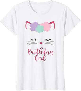 Kitten Birthday T-Shirt Cat Gift, Kitty Birthday Girl Outfit T-Shirt (X-Small)
