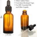 12 Pack, 2 oz Glass Dropper Bottle with 3 Stainless Steel Funnels & 1 Long Glass Dropper - 60ml Amber Tincture Bottles with Eye Droppers for Essential Oils, Liquids - Leakproof Travel Bottle