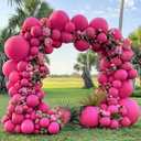 Hot Pink Balloon Garland Arch Kit Double Stuffed Dark Pink Balloons Different Size Mauve Fuchsia Set for Neon Fiesta Birthday Baby Bridal Shower Valentine Mother's Day Decoration (Doubled Hot Pink)