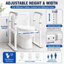 Toilet Safety Rails for Seniors -440lb Heavy Duty, Adjustable Height & Width, No Drilling Toilet Assist Frame with Large Oval Base & Night Light Grips for Elderly, Disabled & Handicap