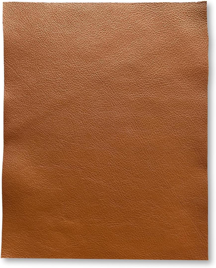 Natural Grain Cow Leather: 8.5'' x 11'' Pre Cut Leather Pieces (Cognac, 1 Piece)