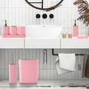 XLHOMO Pink Bathroom Accessories Set - Gorgeous Bathroom Set, 10PC Bathroom Accessory Set, Toilet Brush, Trash Can, Qtip Holder & Soap Dispenser