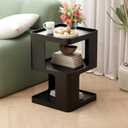 Metal Black Nightstands, Modern Side Table with 3 Tiers Storage, Small End Table for Couch, Living Room Bedroom, Bedside Tables No Assembly Required