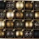 DecorbyHannah Black Gold Christmas Ornaments, 20ct 2.36 inch Leopard Cheetah Print Ornaments for Tree Decorations,Shatterproof Decorative Plastic Hanging Ball for Xmas Home Party Holiday Table Decor