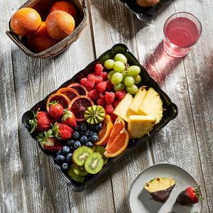 Plasticpro Plastic Serving Trays - Serving Platters Rectangle 9X13 Disposable Party Dish 2 Black Trays