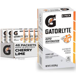 Gatorade Gatorlyte Powder, Cherry Lime, Makes 16.9 Fl Oz (Pack of 48) (6 Servings (Pack of 8))Â Jul 14 25 Gatorade Gatorlyte Powder, Cherry Lime, Makes 16.9 Fl Oz (Pack of 48) (6 Servings (Pack of 8))Â Jul 14 25