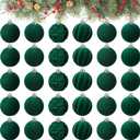 Menkxi 30 Pcs Christmas Velvet Ball Ornaments Small Flocked Christmas Ornaments for Tree Plastic Xmas Decorative Hanging Balls Handmade Flocked Velvet Xmas Tree Home Decor (1.97 Inch,Green)