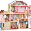 KidKraft Majestic Mansion Wooden Dollhouse with 34-Piece Accessories, Working Elevator and Garage, Gift for Ages 3+, 12" tall
