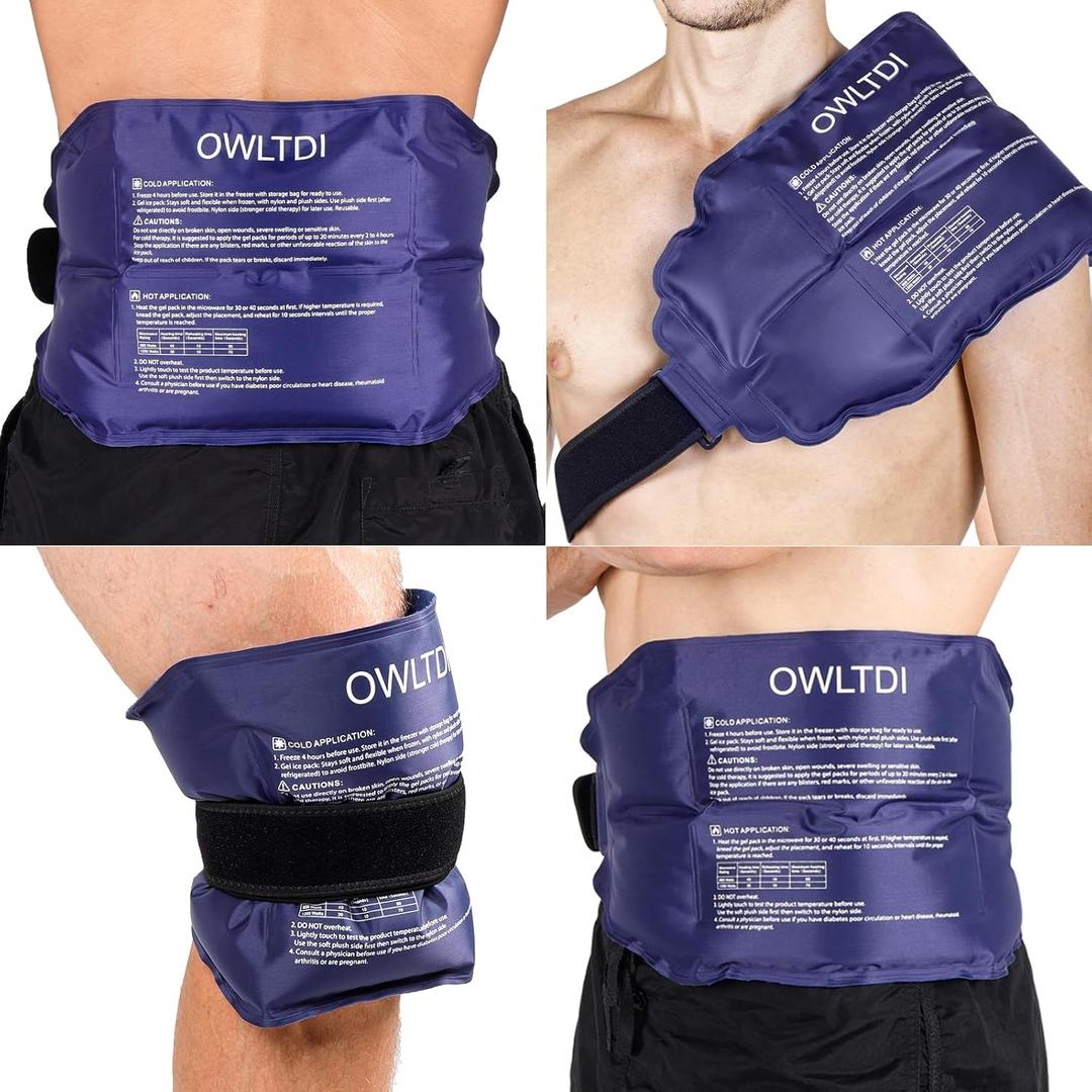 Ice Packs Soft Flexible Gel Pack for Injuries Reusable Cold Hot Therapy for Shoulder Back Elbow Leg Hip Arm for Pain Relief Surgery Sports Injury 17.5'' x 9.5'' Navy Blue
