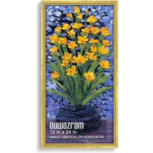 Ornate Gold 12x24 Frame - Single Frame, 12 x 24 Poster Frame for Artwork, Puzzles, Photos and Movie Posters Picture Frames, Perfect Christmas Frame