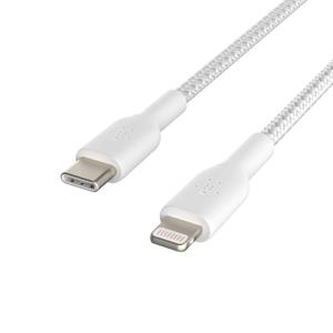 Belkin BoostCharge Nylon Braided USB C to Lightning Cable 6.6ft/2M - MFi Certified 18W Power Delivery iPhone Charger Cord - Apple Charger USB C Cable - Fast Charging for iPhone 14, iPhone 13 - White (6.6 ft)