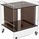 Transparent Acrylic Mobile Side Table with Wheels - Multifunctional Storage & Stylish Home Decor (Dark Brown)