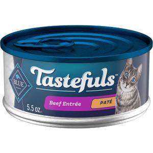 Blue Buffalo Tastefuls Wet Cat Food Pat, Made with Natural Ingredients, Beef Entre, 5.5-oz Cans (24 Count) Best Before June 4, 2027