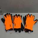 Kebada T3 Winter Work Gloves for Men and Women, Warm Knit Cold Weather Work Gloves, Thermal Insulated Freezer Gloves, 100% Latex Coating Non-slip Grip, Long Wrist Design, 3 Pairs, Orange, Medium