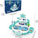 Magnetic Baby Fishing Toy Set, 3 in 1 Fishing Game for Toddlers & Kids with Slideway & Music Story, 10 Fish, 3 Dolphins, 2 Fishing Poles, Learning Educational Sound Effect Toys (Green1)