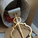 JONATHAN Y JYL3026A 31" Modern Gold Metal and Marble Table Lamp, Contemporary Bedside Lamp for Living Room, Bedroom Nightstand, Glam End Table Desk Lamp with White Linen Drum Shade, LED Bulb Included