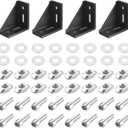 uxcell 4Set Inside Corner Bracket Gusset Kits, 77x77x40mm 4080 Angle Connector for European 4040/4080 Series Aluminum Profile (Black/ 16 x T-Slot Nuts & Hex Socket Bolts & Washers)