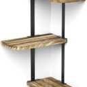 Love-KANKEI Corner Shelf Wall Mount of 3 Tier Rustic Wood Floating Shelves for Bedroom Living Room Bathroom Kitchen Office and More Carbonized Black