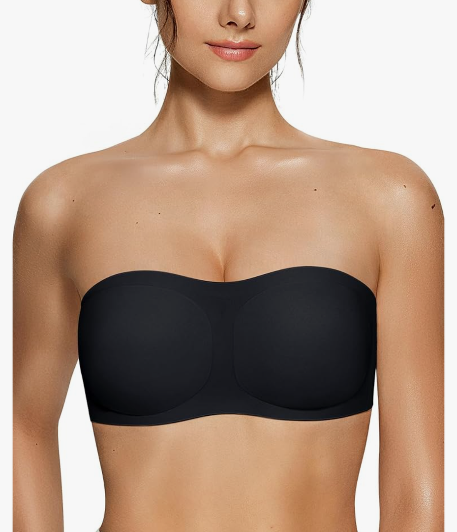 Vertvie Women's Wireless Strapless Bra Seamless Padded Bandeau Bra Non-Slip Silicone Tube Top Push Up Convertible Bralette XL