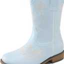 DREAM PAIRS Girls Cowboy Cowgirl Western Boots, Light Blue, 1 Little Kid