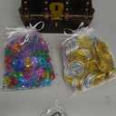 Treasure Chest for Kids Prizes,Plastic Treasure Chest with 320 Treasure Gold Coins and Gems/Jewels- Perfect for Pirate Themed Parties and Games
