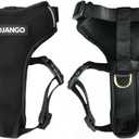 DJANGO Adventure Dog Harness - Stylish and Comfortable Small Dog Harness for Outdoor Adventures and Everyday Wear - Black Neoprene Adjustable Harness for Dogs with Reflective Piping and Brass D-Ring