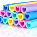 Reusable Silicone Drinking Straws 15 Pack, Heart Shaped Straws with 2pcs CLeaner Brushes for Smoothies Tumblers Cocktail MilkShake, DishWasher Safe (Multicolor)