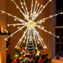Meonum 16in Christmas Tree Topper with LED Light  25 of 100 Lights Twinkle, Christmas Star Tree Topper for Holiday Decor, Universal Size, Lightweight and Easy to Install(Silver, 16inch)