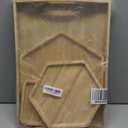 PAFREWOG Bamboo Serving Trays Cutting Boards 16.5"x11.8"（42x30cm with Handle, Set Includes 0.63"(1.6cm) Thick Plates 1xHexagon 12.5"(32cm)+1xHexagon 9.8"(25cm)+1xSquare 5.9"(15cm) for Family Dinner